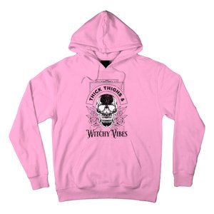 Halloween Skull Tarot Card Thick Thighs And Witchy Vibes Gift Hoodie