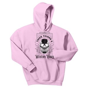 Halloween Skull Tarot Card Thick Thighs And Witchy Vibes Gift Kids Hoodie