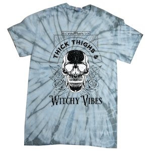 Halloween Skull Tarot Card Thick Thighs And Witchy Vibes Gift Tie-Dye T-Shirt