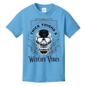 Halloween Skull Tarot Card Thick Thighs And Witchy Vibes Gift Kids T-Shirt