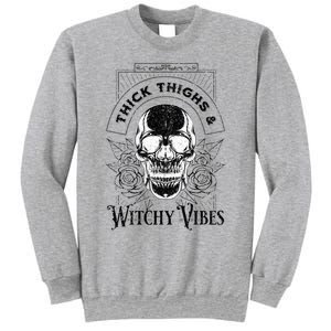 Halloween Skull Tarot Card Thick Thighs And Witchy Vibes Gift Sweatshirt