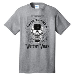 Halloween Skull Tarot Card Thick Thighs And Witchy Vibes Gift Tall T-Shirt