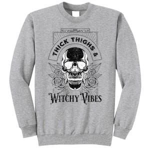 Halloween Skull Tarot Card Thick Thighs And Witchy Vibes Gift Tall Sweatshirt