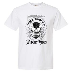 Halloween Skull Tarot Card Thick Thighs And Witchy Vibes Gift Garment-Dyed Heavyweight T-Shirt