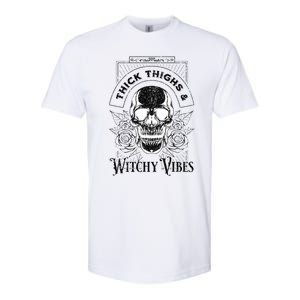 Halloween Skull Tarot Card Thick Thighs And Witchy Vibes Gift Softstyle CVC T-Shirt