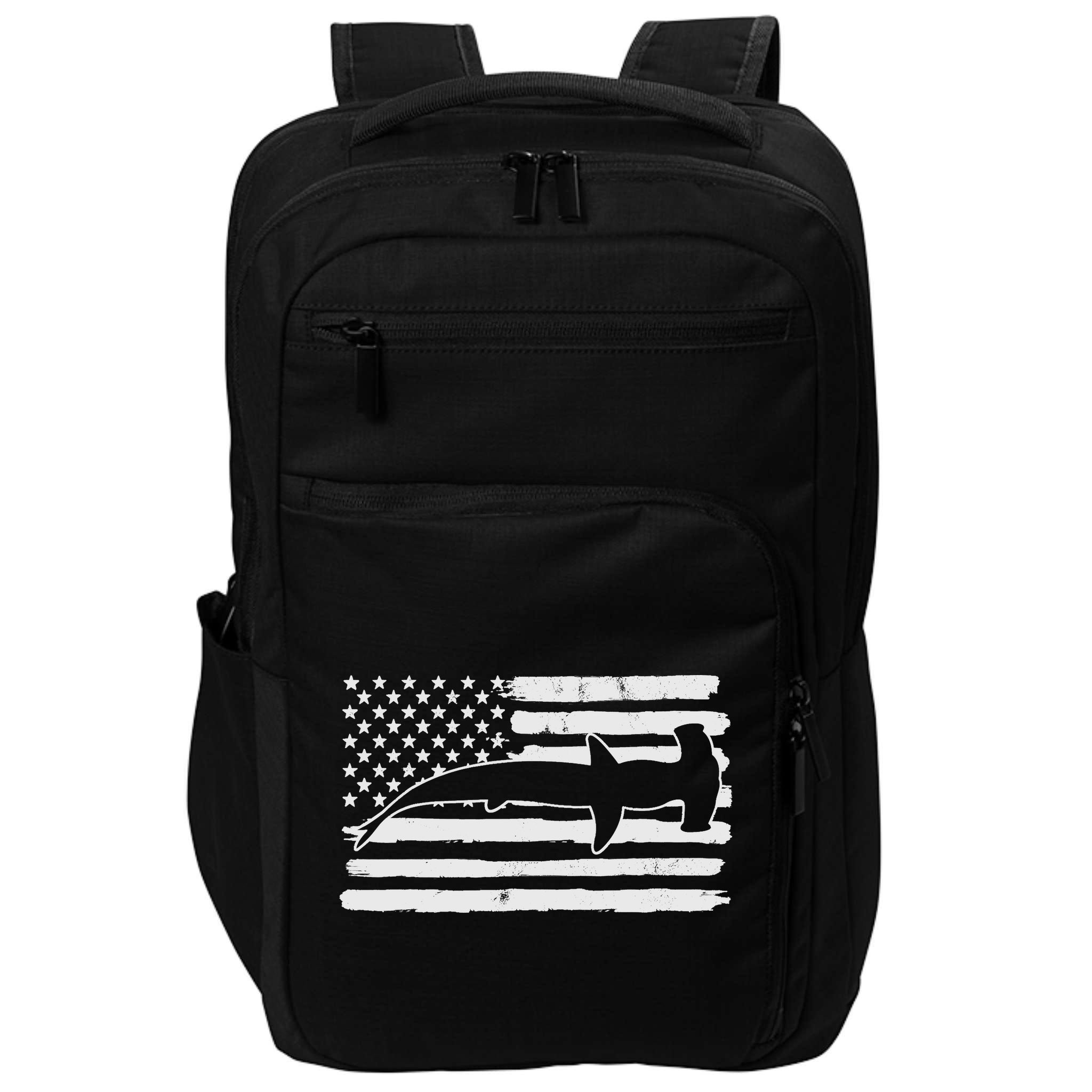 Hammerhead Shark USA Flag 4th Of July Fourth Vintage Impact Tech Backpack
