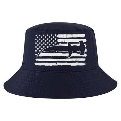 Hammerhead Shark USA Flag 4th Of July Fourth Vintage Cool Comfort Performance Bucket Hat