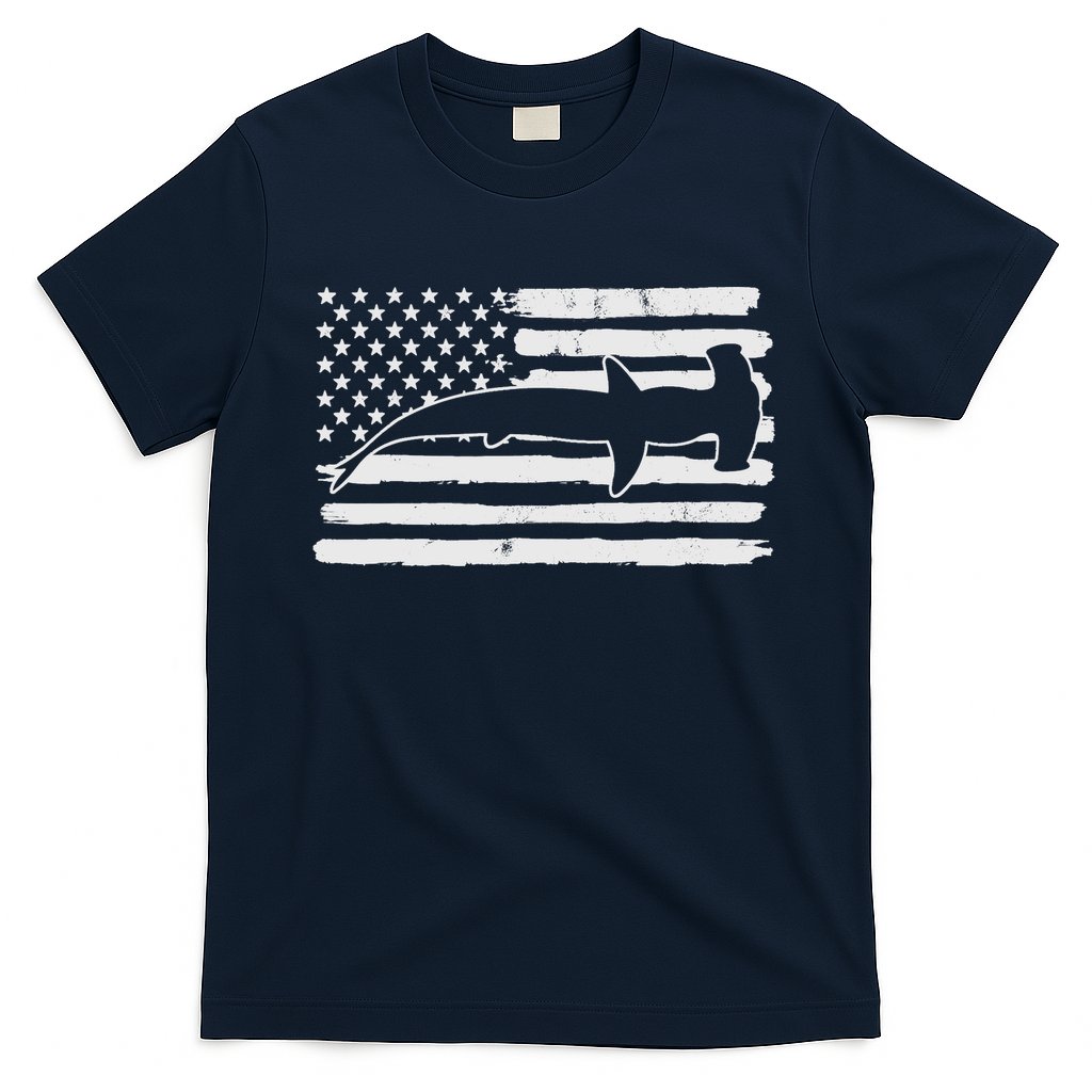 Hammerhead Shark USA Flag 4th Of July Fourth Vintage T-Shirt