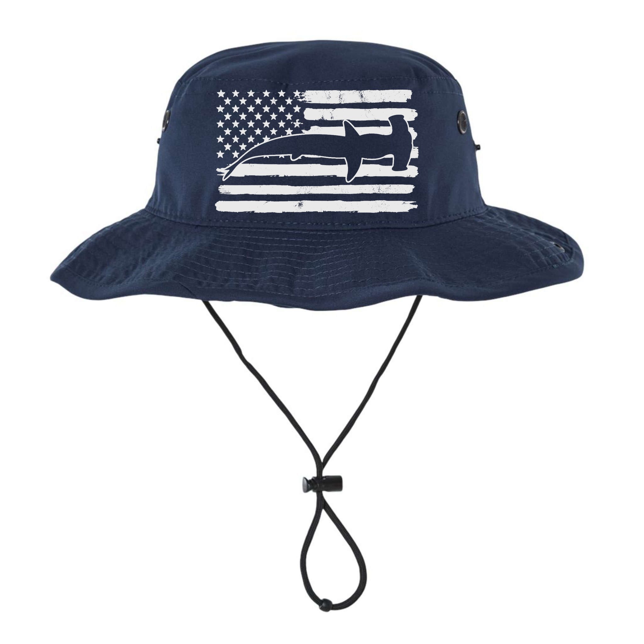 Hammerhead Shark USA Flag 4th Of July Fourth Vintage Bucket Hat