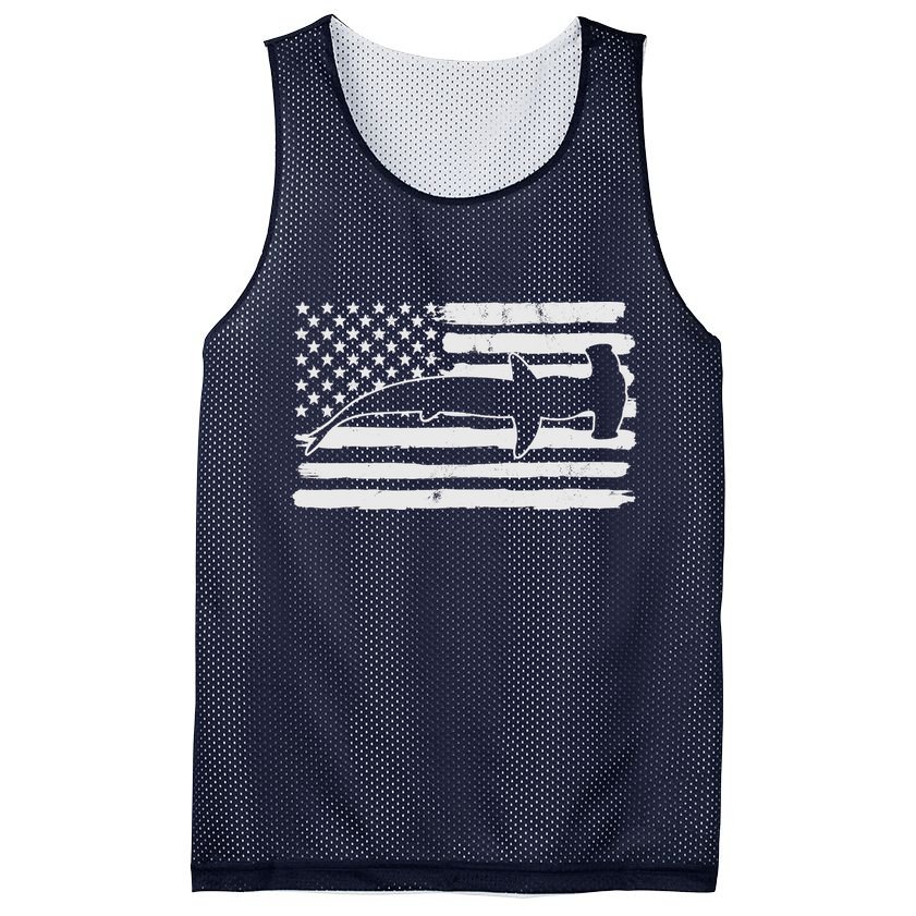 Hammerhead Shark USA Flag 4th Of July Fourth Vintage Mesh Reversible Basketball Jersey Tank