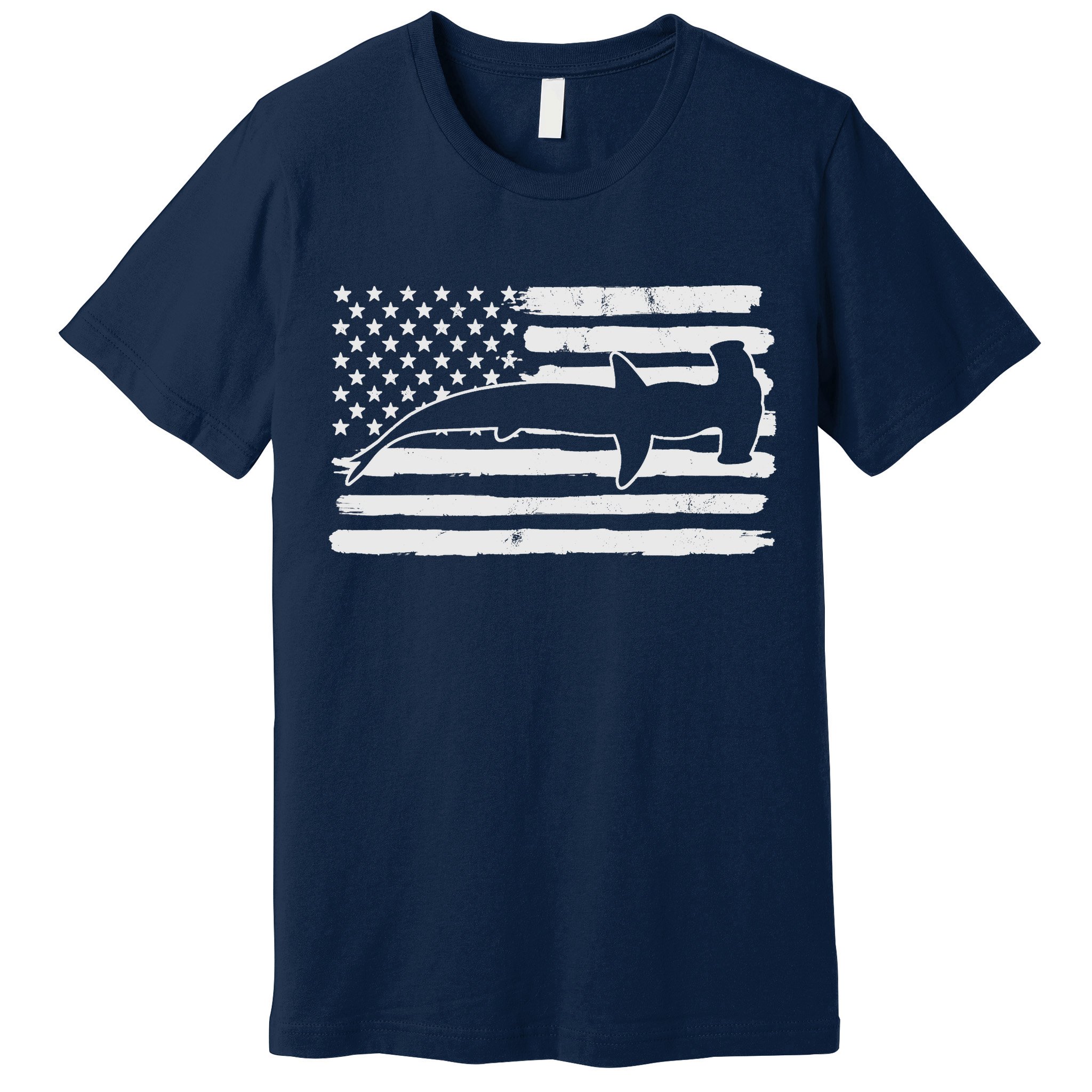 Hammerhead Shark USA Flag 4th Of July Fourth Vintage Premium T-Shirt