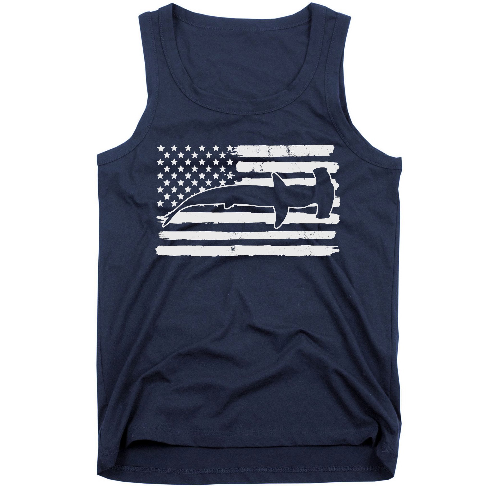 Hammerhead Shark USA Flag 4th Of July Fourth Vintage Tank Top