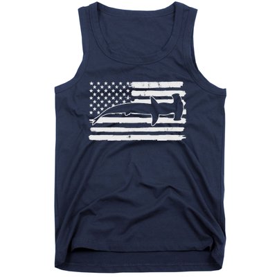 Hammerhead Shark USA Flag 4th Of July Fourth Vintage Tank Top