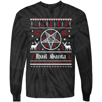 Hail Santa Ugly Christmas Funny Gift Tie-Dye Long Sleeve Shirt