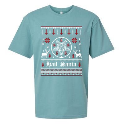 Hail Santa Ugly Christmas Funny Gift Sueded Cloud Jersey T-Shirt