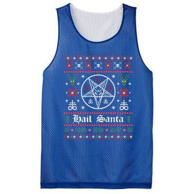 Hail Santa Ugly Christmas Sweater Gift Mesh Reversible Basketball Jersey Tank