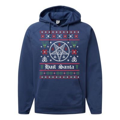 Hail Santa Ugly Christmas Sweater Gift Performance Fleece Hoodie