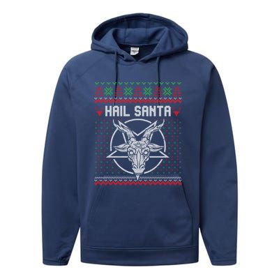 Hail Santa Ugly Festive Graphic Great Gift Performance Fleece Hoodie