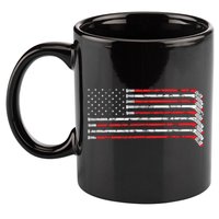 Hockey Stick USA Flag Faded Hockey Player 11oz C Handle Ceramic Mug