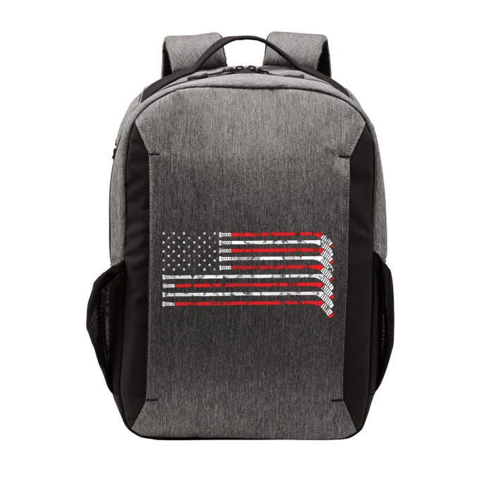 Hockey Stick USA Flag Faded Hockey Player Vector Backpack