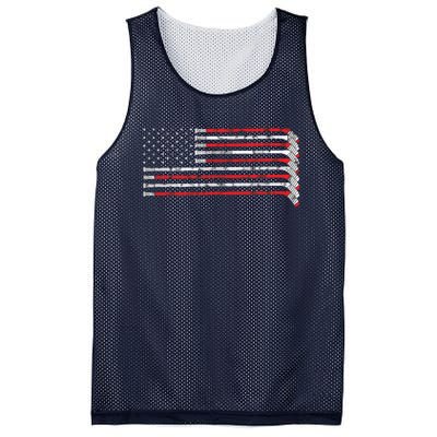 Hockey Stick USA Flag Faded Hockey Player Mesh Reversible Basketball Jersey Tank