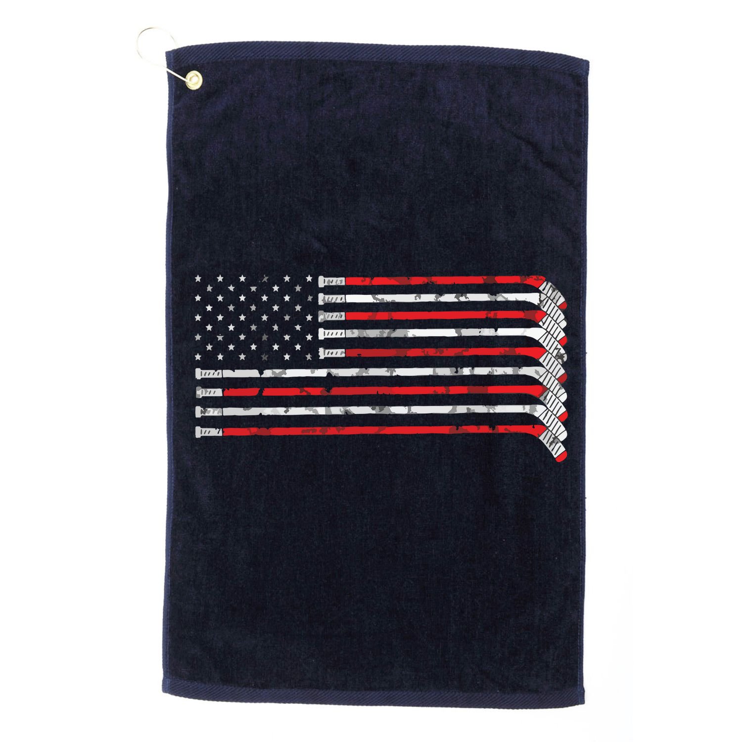 Hockey Stick USA Flag Faded Hockey Player Golf Towel