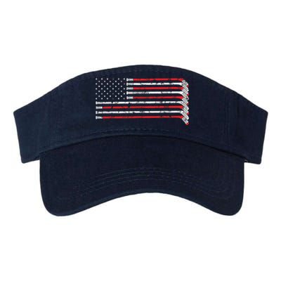 Hockey Stick USA Flag Faded Hockey Player Visor
