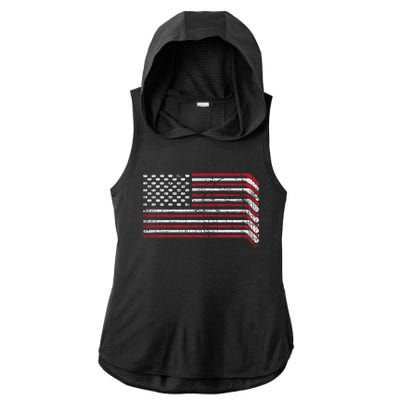 Hockey Sticks Us Flag Patriotic Hockey Player Ice Hockey Cool Gift Ladies PosiCharge Tri-Blend Wicking Draft Hoodie Tank