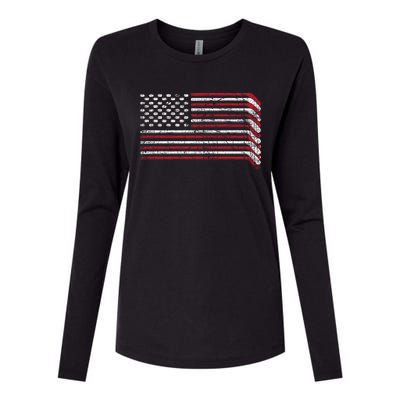 Hockey Sticks Us Flag Patriotic Hockey Player Ice Hockey Cool Gift Womens Cotton Relaxed Long Sleeve T-Shirt