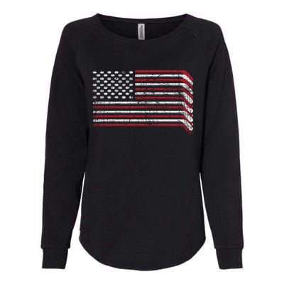 Hockey Sticks Us Flag Patriotic Hockey Player Ice Hockey Cool Gift Womens California Wash Sweatshirt