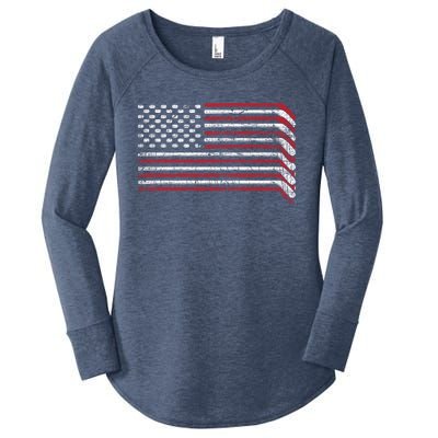 Hockey Sticks Us Flag Patriotic Hockey Player Ice Hockey Cool Gift Women's Perfect Tri Tunic Long Sleeve Shirt