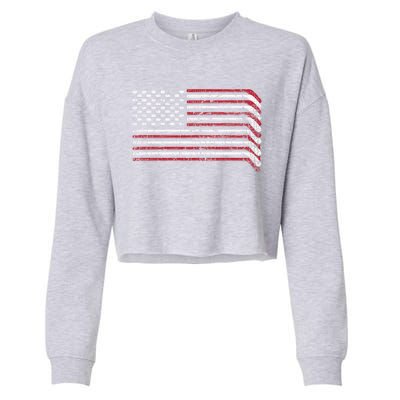 Hockey Sticks Us Flag Patriotic Hockey Player Ice Hockey Cool Gift Cropped Pullover Crew