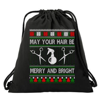 Hair Stylist Ugly Christmas Knit Sweater Gift Cute Gift Drawstring Bag