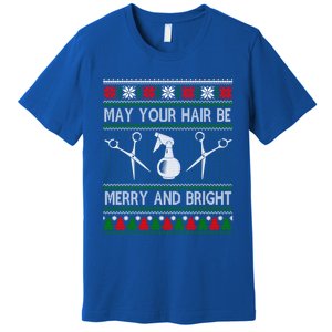 Hair Stylist Ugly Christmas Knit Sweater Gift Cute Gift Premium T-Shirt