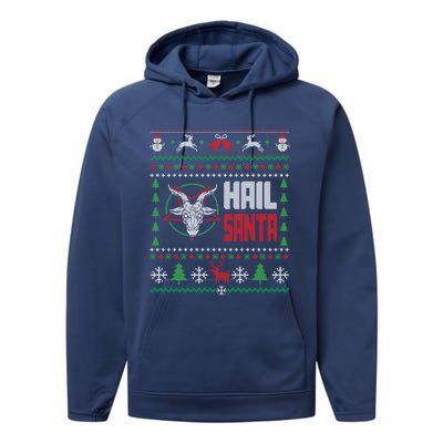 Hail Santa Ugly Christmas Gift Performance Fleece Hoodie