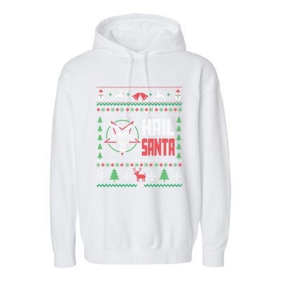 Hail Santa Ugly Christmas Gift Garment-Dyed Fleece Hoodie