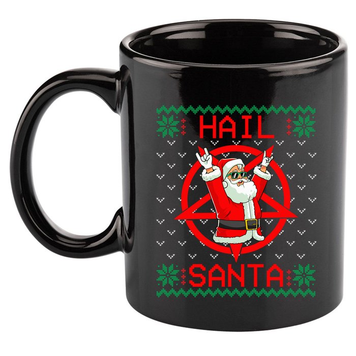 Hail Santa Ugly Christmas Sweater 11oz C Handle Ceramic Mug