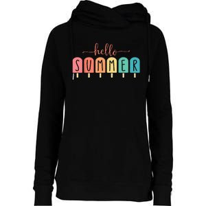 Hello Summer Vacation Ice Cream Popsicle Ice Lolly Gift Womens Funnel Neck Pullover Hood