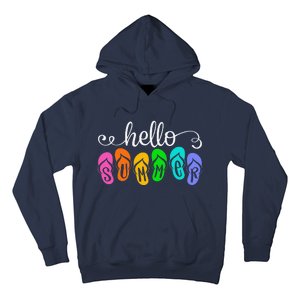 Hello Summer Vacation Flip Flops Colorful Beach Vacation Hoodie