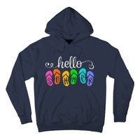 Hello Summer Vacation Flip Flops Colorful Beach Vacation Hoodie