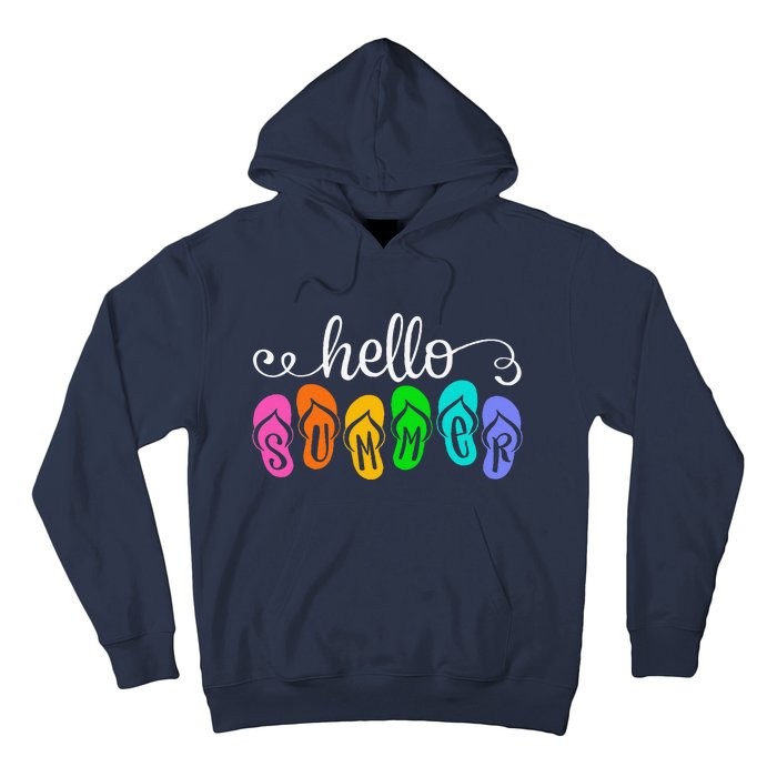 Hello Summer Vacation Flip Flops Colorful Beach Vacation Hoodie