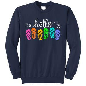 Hello Summer Vacation Flip Flops Colorful Beach Vacation Sweatshirt