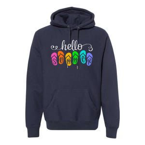 Hello Summer Vacation Flip Flops Colorful Beach Vacation Premium Hoodie