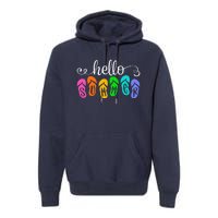 Hello Summer Vacation Flip Flops Colorful Beach Vacation Premium Hoodie