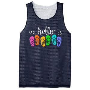 Hello Summer Vacation Flip Flops Colorful Beach Vacation Mesh Reversible Basketball Jersey Tank