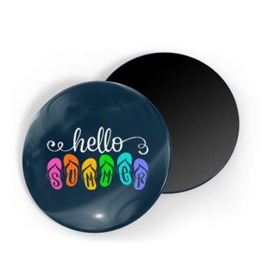 Hello Summer Vacation Flip Flops Colorful Beach Vacation Magnet