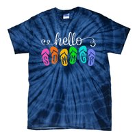 Hello Summer Vacation Flip Flops Colorful Beach Vacation Tie-Dye T-Shirt