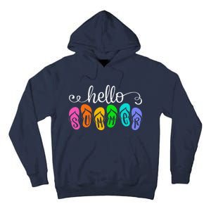 Hello Summer Vacation Flip Flops Colorful Beach Vacation Tall Hoodie