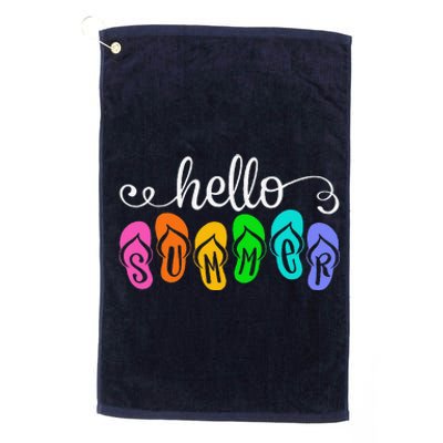 Hello Summer Vacation Flip Flops Colorful Beach Vacation Platinum Collection Golf Towel