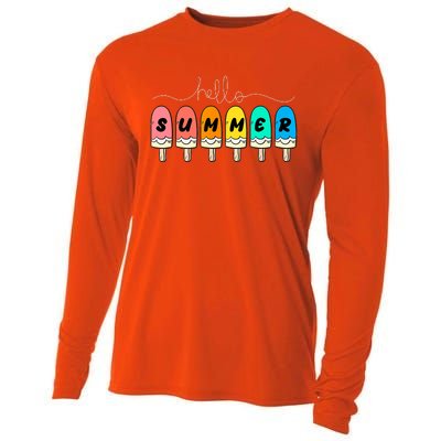 Hello Summer Vacation Ice Cream Cooling Performance Long Sleeve Crew